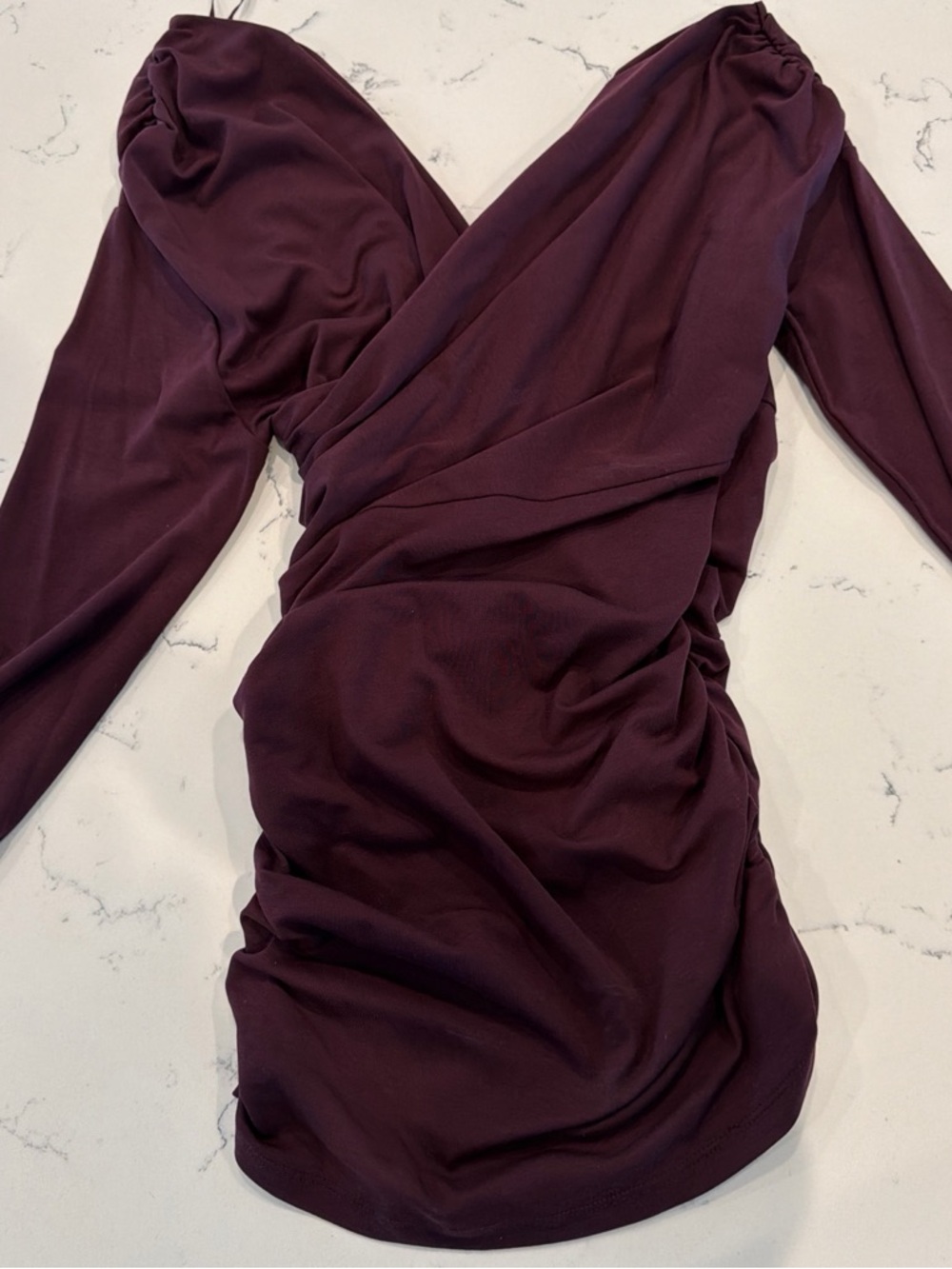 Banana Republic Deep Plum Long-Sleeve Ruched Wrap Top